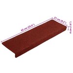 vidaXL Tapis d'escalier autocollants 20 pièces 65 x 21 x 4 cm Bordure rectangulaire rouge bordeaux
