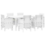 vidaXL Ensemble de Salle à Manger de Jardin de 7 Pièces avec Coussins Blanc Poly Rattan