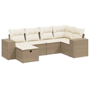 vidaXL Salon de jardin avec coussins 6 Pièces beige résine tressée