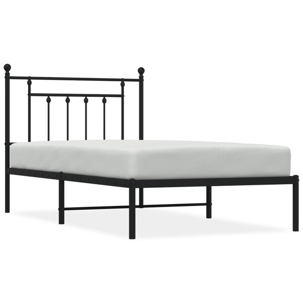 vidaXL Cadre de lit métal avec tête de lit noir 100x190 cm