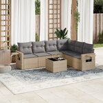 vidaXL Salon de jardin avec coussins 7 Pièces beige résine tressée