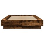 vidaXL Cadre de lit et lumières LED sans matelas chêne fumé 90x200 cm