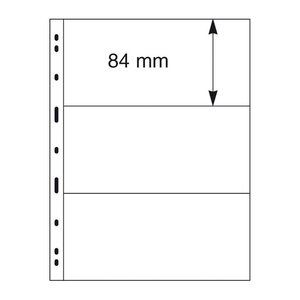 Feuilles Uniplate Lindner transparentes à 3 bandes pour billets de banque.