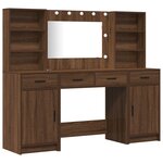 Coiffeuse vidaXL avec lumières LED Chêne Marron 158 5x41x135 cm
