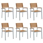 vidaXL Chaise de jardin 6 Pièces Marron 56 x 57 x 87 cm