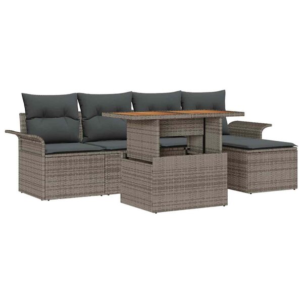 vidaXL Ensemble de canapé de jardin avec coussin 6 Pièces Gris