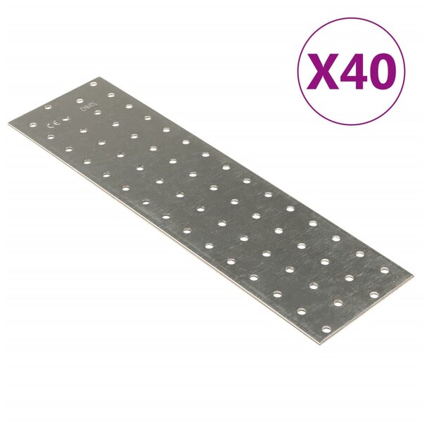 vidaXL Plaques perforées 40 Pièces 2 mm 300x80 mm acier galvanisé