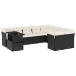 vidaXL Salon de jardin 10 Pièces avec coussins noir résine tressée
