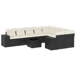 vidaXL Salon de jardin 10 Pièces avec coussins noir résine tressée