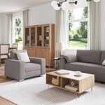 vidaXL Canapé 3 Pièces Taupe Tissu en lin mélangé