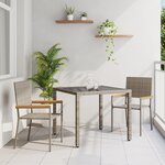 Ensemble de Salle à Manger de Jardin vidaXL 3 Pièces Gris Poly Rattan