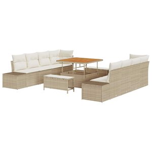 vidaXL Ensemble de canapé de jardin Beige 100 x 100 x 71 cm Poly rotin