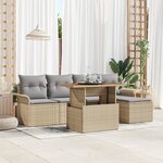 vidaXL Ensemble de Salle à Manger de Jardin 6 pièces avec Coussins Beige en Rattan Poly Acacia