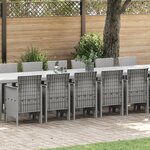 Ensemble de salle à manger de jardin de 17 pièces avec coussins en rotin poly gris clair