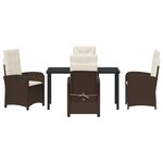 vidaXL Ensemble de Salle à Manger de Jardin 5 Pièces avec Coussin Marron Rattan PE
