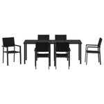 vidaXL Ensemble de salle à manger de jardin 7 pièces Noir Poly Rotin