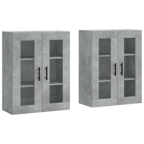vidaXL Armoires murales 2 Pièces gris béton bois d'ingénierie