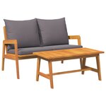vidaXL Ensemble bistro 2 pièces avec coussins - en bois d'acacia massif