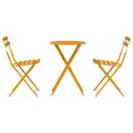 Set de bistro pliable 3 pièces jaune moutarde en acier