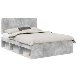 vidaXL Cadre de lit avec tête de lit Béton 160 x 200 cm Pin massif