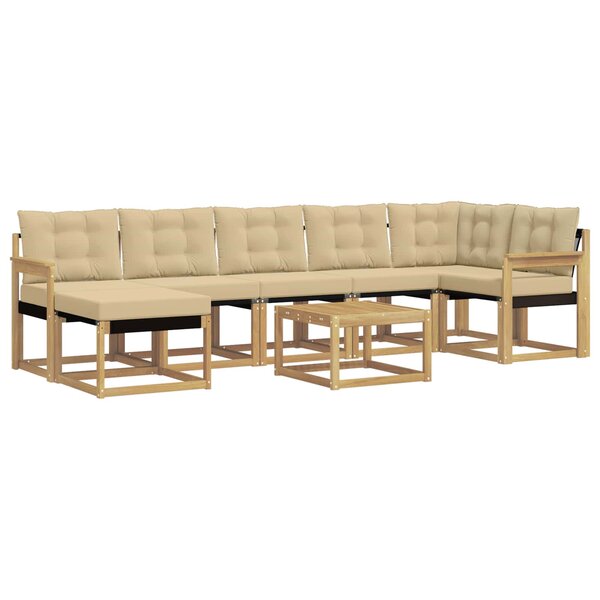 vidaXL Ensemble de canapés d'extérieur 8 Pièces Blanc et Beige