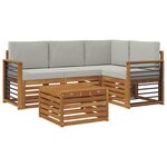 vidaXL Ensemble de canapés d'extérieur 5 pc Gris Naturel et Clair