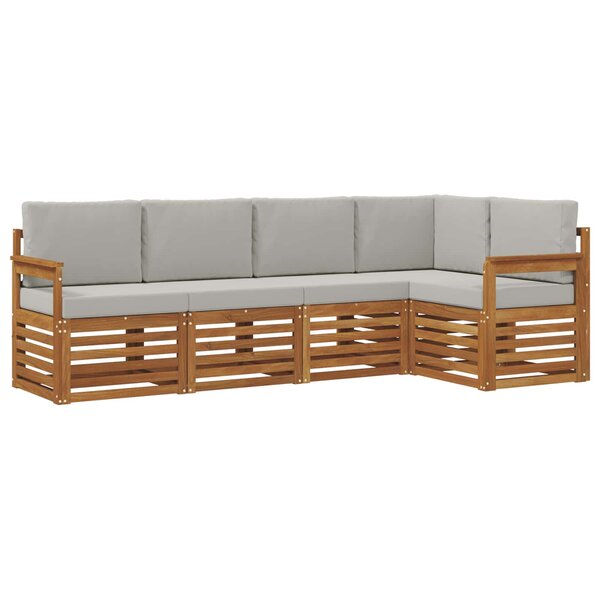 vidaXL Ensemble de canapés d'extérieur 5 pc Gris Naturel et Clair