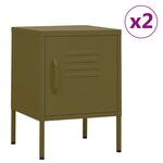 vidaXL Tables de chevet 2 Pièces Vert olive 35x35x51 cm Acier