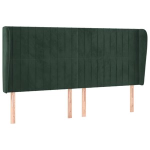 vidaXL Tête de lit avec oreilles Vert foncé 163x23x118/128 cm Velours