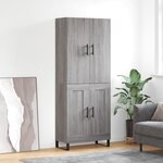 vidaXL Buffet haut Sonoma gris 69 5x34x180 cm Bois d'ingénierie
