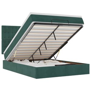 vidaXL Cadre de lit ottoman avec matelas vert foncé 140x190 cm velours