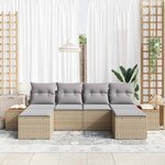vidaXL Ensemble de canapé de jardin avec coussin 6 Pièces Beige polyrotin