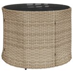 vidaXL Salon de jardin 3 Pièces demi-rond beige résine tressée