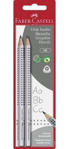 Blister lot 2 crayons graphite jumbo grip hb argent faber-castell