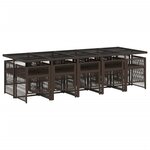 vidaXL Ensemble à manger de jardin et coussins 11 Pièces marron rotin