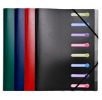 Trieur polypropylène 3 rabats Opaque 8 compartiments Coloris Aléatoire x 10 EXACOMPTA