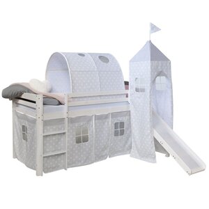 Lit mi-haut 90x200 cm matelas Toboggan et Tour étoiles