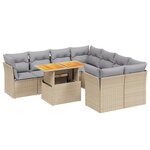 vidaXL Salon de jardin avec coussins 9 Pièces beige résine tressée