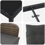 vidaXL Set de Salle à Manger de Jardin 3 Pièces avec Coussins Rattan Poly Gris