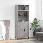 vidaXL Buffet haut Sonoma gris 69 5x34x180 cm Bois d'ingénierie