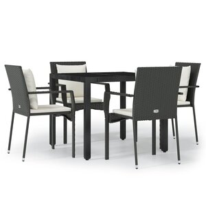 vidaXL Ensemble à manger de jardin coussins 5Pièces Noir Résine tressée