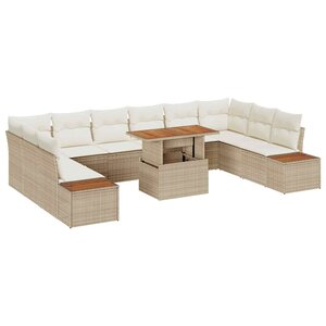 vidaXL Ensemble de salle à manger pour jardin 11 Pièces Beige et crème