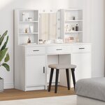 Ensemble de coiffeuse 3 pièces vidaXL en MDF blanc