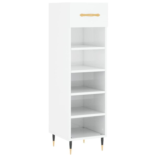 vidaXL Armoire à chaussure Blanc brillant 30x35x105 cm Bois ingénierie