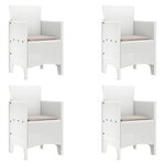 vidaXL Ensemble de salle à manger de jardin 5 pièces avec coussins Blanc poly rotin