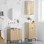 vidaXL Ensemble de mobilier de salle de bain Plaid 3 Pièces Chêne sonoma