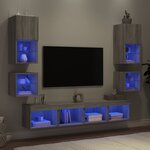 vidaXL Unités murales TV avec LED 8 Pièces gris sonoma bois d'ingénierie