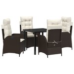 vidaXL Ensemble de jardin 5 pièces avec coussins en rattan PE marron