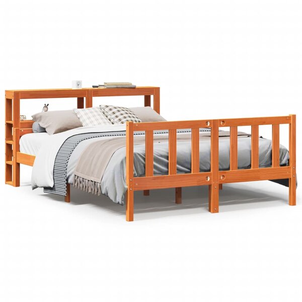 vidaXL Cadre de lit et tête de lit sans matelas cire marron 150x200 cm