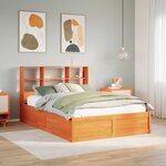 vidaXL Cadre de lit sans matelas cire marron 135x190cm bois pin massif